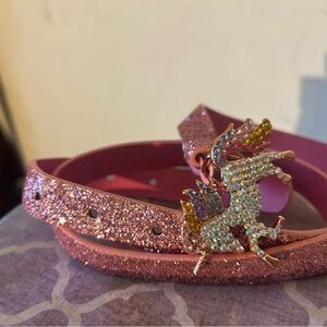 Pink Glitter Belt with Unicorn Buckle